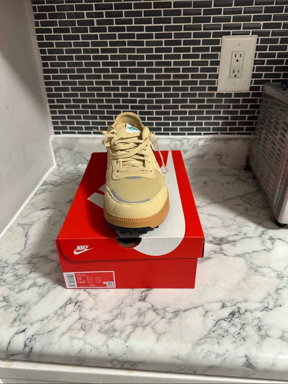 Nike Kids Tan Lace-Up Sneakers with Gum Sole